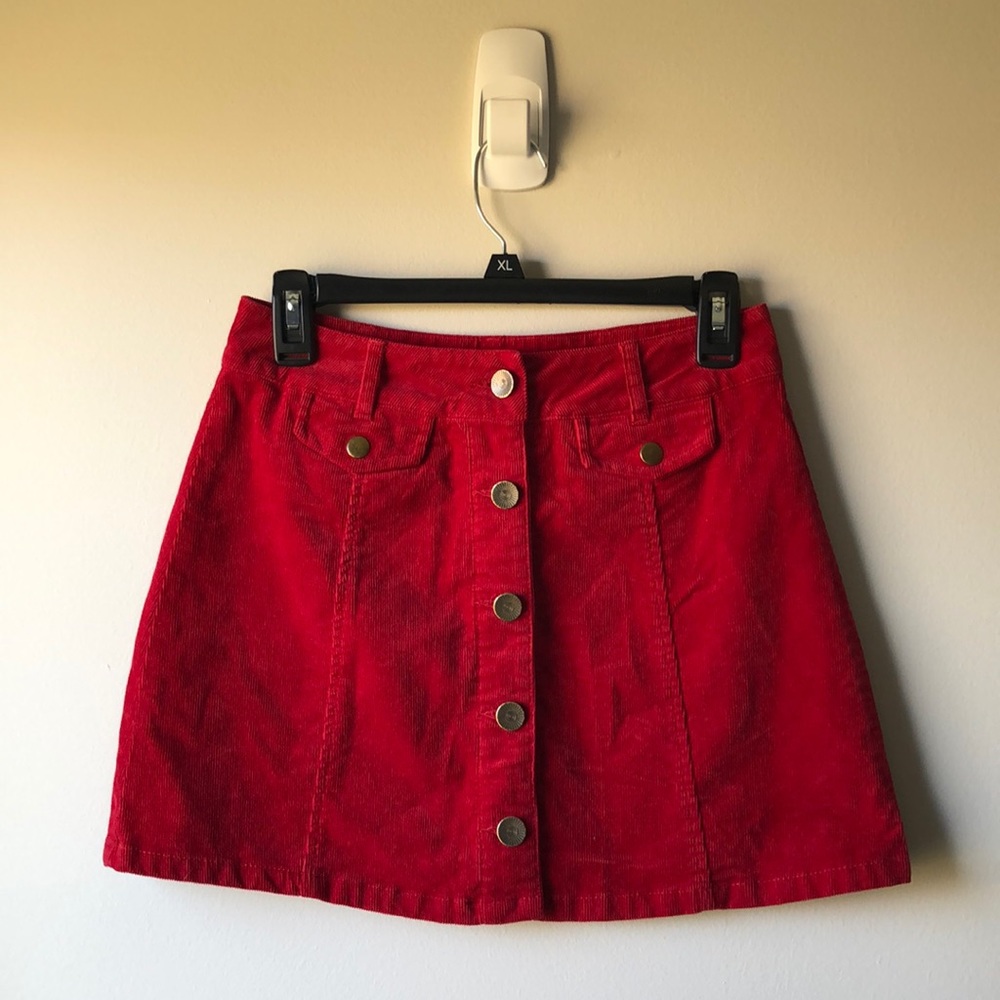 Corduroy Mini Skirt, Red, Forever 21, size Small